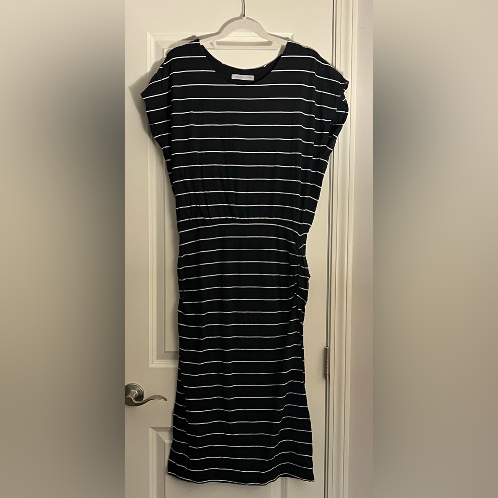Athleta Black Horizons Striped Midi Dress